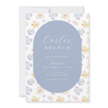 Yellow Blue Flower Easter Brunch Invitation