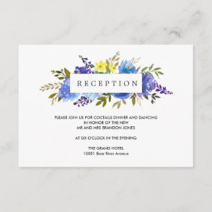 Yellow Blue Flower WEDDING Reception Enclosure Card