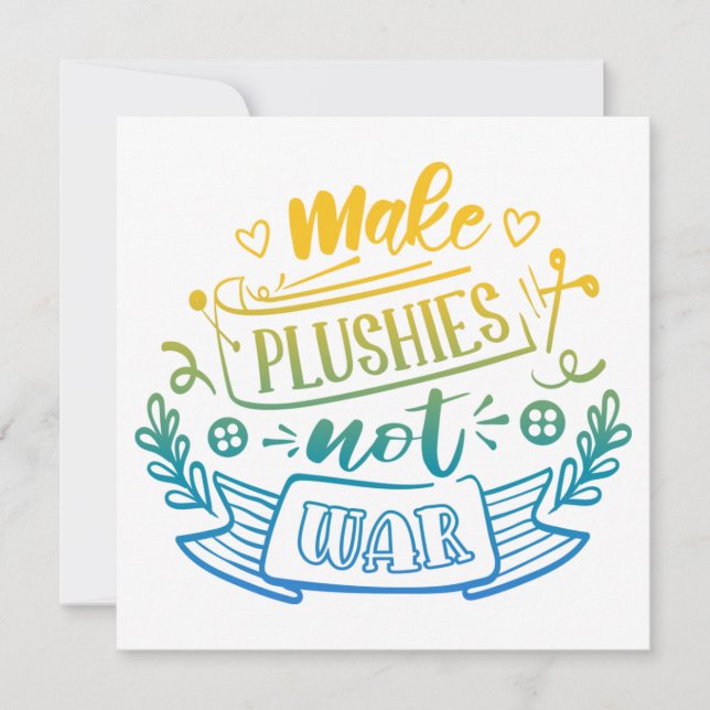 Yellow Blue Gradient Peace Quote for Plush Makers  (Front)