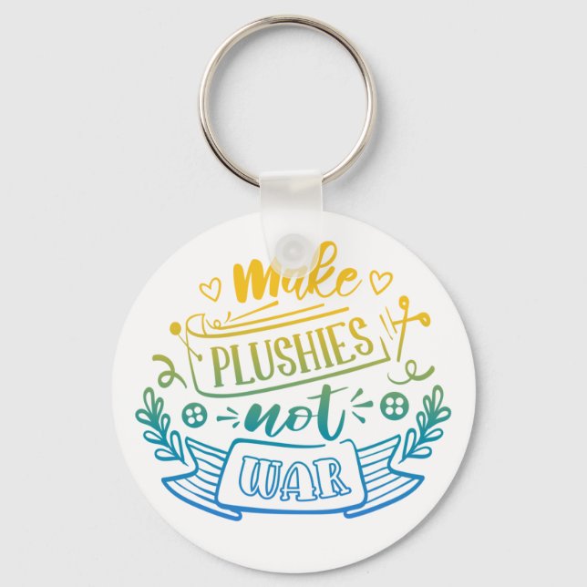 Yellow Blue Gradient Peace Quote for Plush Makers Key Ring (Front)