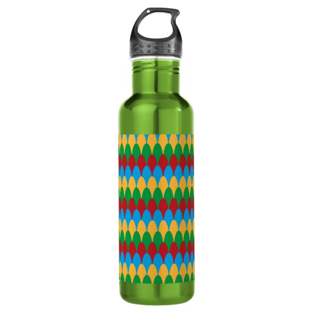 Yellow Blue Green & Red Geometric Scallops 710 Ml Water Bottle (Front)