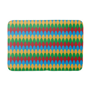 Yellow Blue Green & Red Geometric Scallops Bath Mat