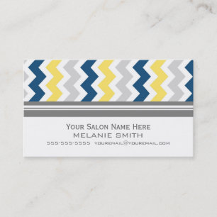 Yellow Blue Grey Chevron Salon Appointment Cards