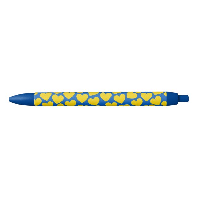 Yellow blue hearts background black ink pen (Front)