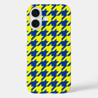 Yellow Blue Houndstooth Plaid Check