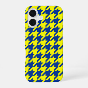 Yellow Blue Houndstooth Plaid Check iPhone 16 Case