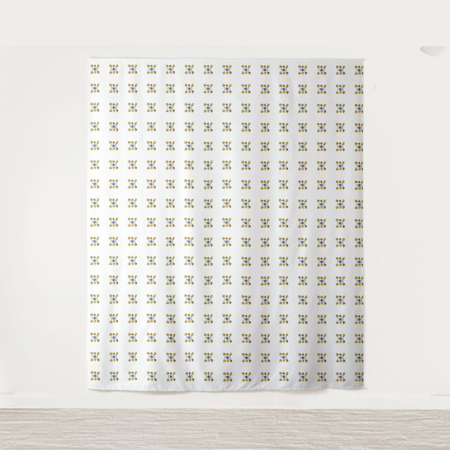 Yellow Blue Illustration Fancy shapes Tapestry (Front)