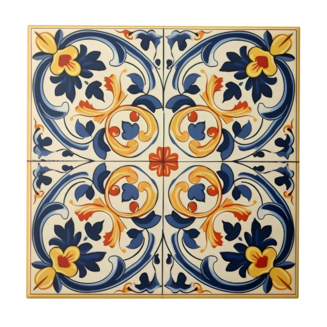 Yellow Blue Italian Tile (Front)