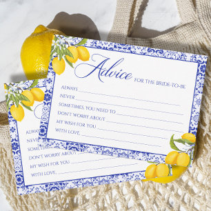 Yellow Blue Main Squeeze Bridal Shower Advice Card