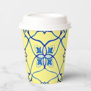 Yellow & Blue Mediterranean Paper Cups