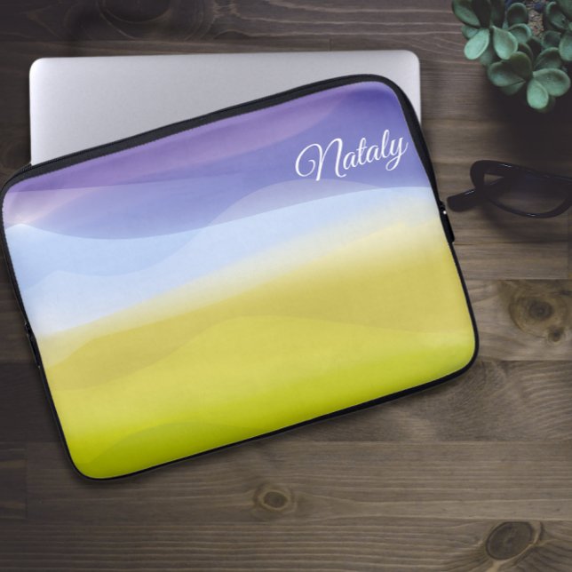 Yellow blue minimalist with name Electronics Bag (Creator Uploaded)