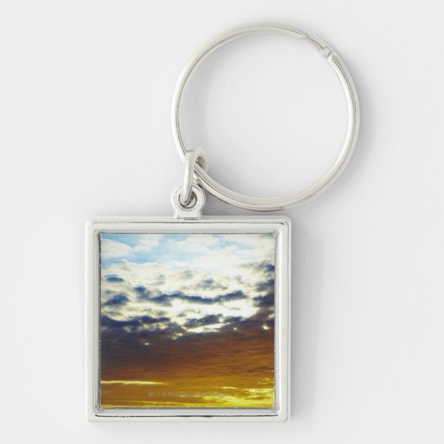 Yellow Blue Moody Sunset with Clouds Key Ring (Front)
