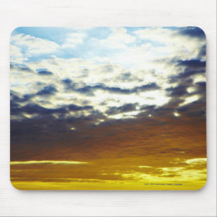 Yellow Blue Moody Sunset with Clouds Mouse Pad