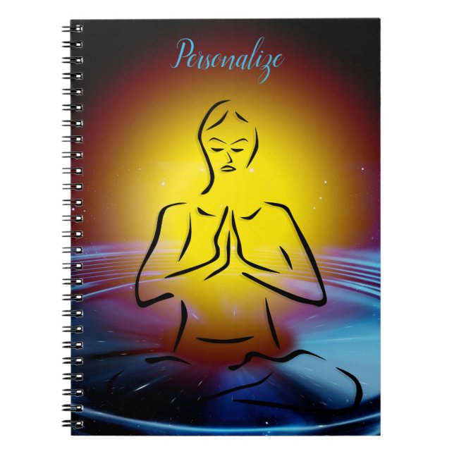 Yellow & Blue Neon Yoga Pose Sketch Notebook (Front)
