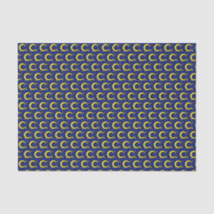 Yellow Blue Night Sky Crescent Moon Stars Evening Tissue Paper