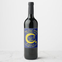 Yellow Blue Night Sky Crescent Moon Stars Evening
