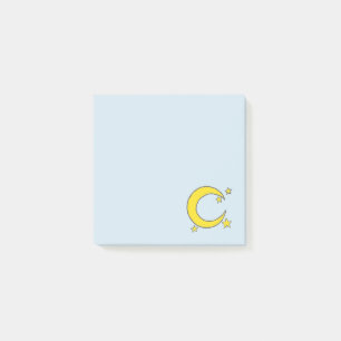 Yellow Blue Night Sky Crescent Moon Stars Prom Post-it Notes