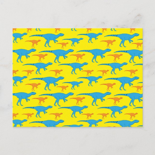 Yellow Blue Orange Dinosaur Designs Pattern Gifts Postcard (Front)