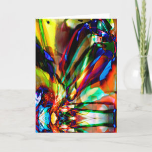 Yellow Blue Orange Green Abstract Fantasy Flower Card