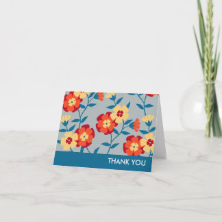 Yellow, Blue & Orange Modern Floral Note Card