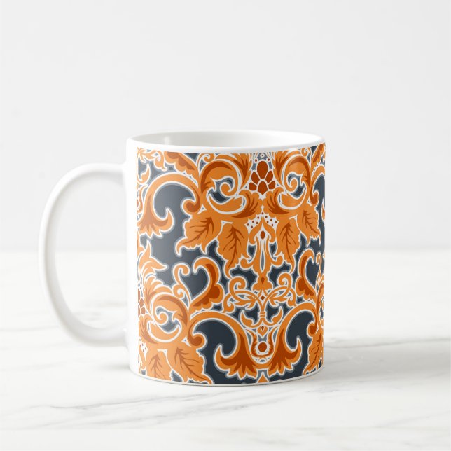 Yellow blue Ornament Seamless Background Patternab Coffee Mug (Left)