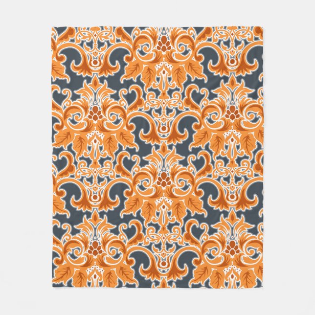 Yellow blue Ornament Seamless Background Patternab Fleece Blanket (Front)