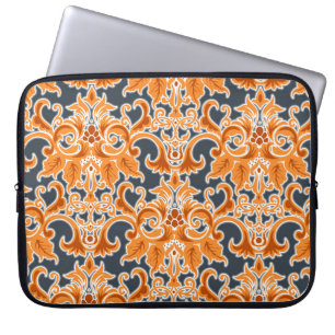 Yellow blue Ornament Seamless Background Patternab Laptop Sleeve