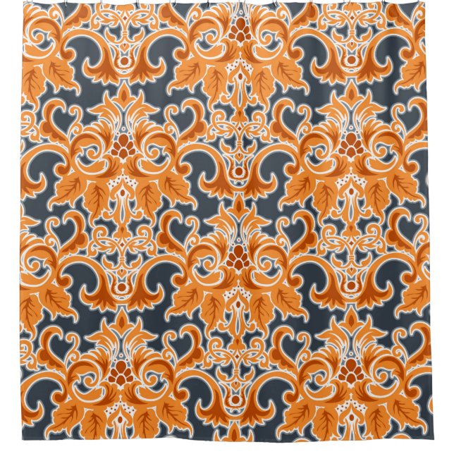 Yellow blue Ornament Seamless Background Patternab Shower Curtain (Front)