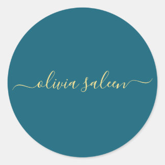 Yellow blue personalised classic round sticker