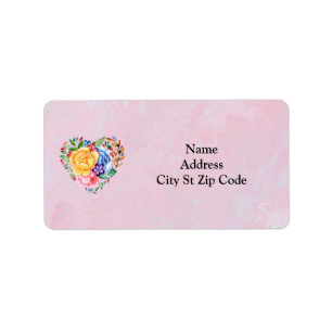 Yellow Blue Pink and Purple Flowers Label