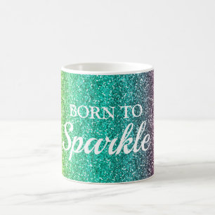 Yellow, Blue & Pink Glitter Born to Sparkle Coffee Mug