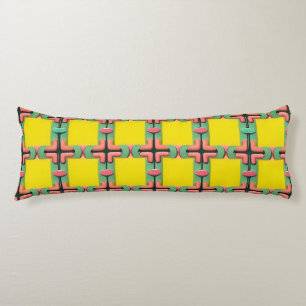 Yellow Blue Pink Plaid Geometric Colourful Pattern Body Cushion