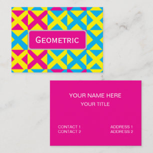 Yellow Blue Pink Square Geometric Pattern Business Card