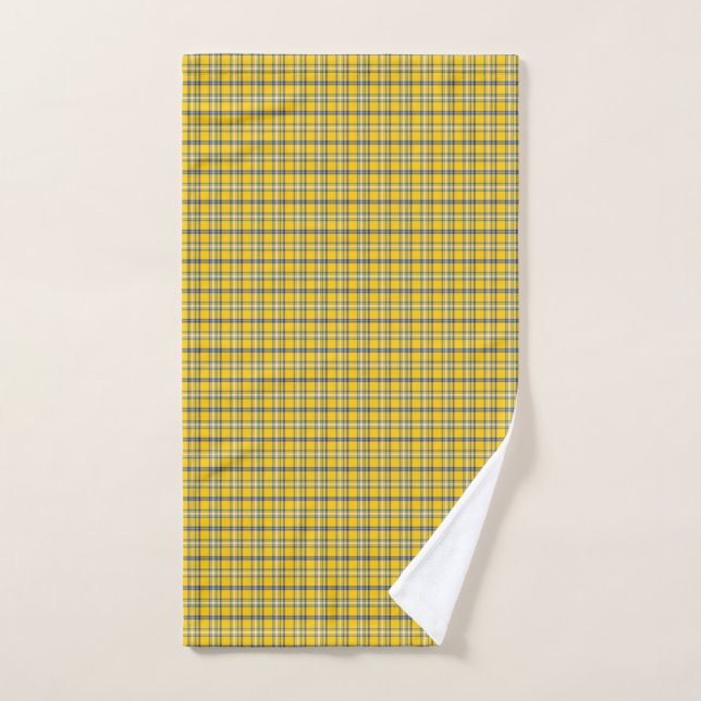 Yellow Blue Plaid Classic Pattern Retro Hand Towel (Hand Towel)