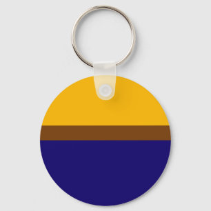 Yellow Blue Plain Colour Block Design Key Ring