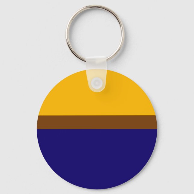 Yellow Blue Plain Colour Block Design  Key Ring (Front)