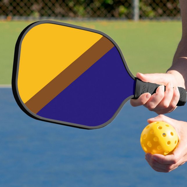 Yellow Blue Plain Colour Block Design  Pickleball Paddle (Creator Uploaded)