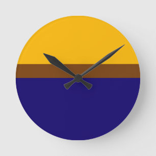 Yellow Blue Plain Colour Block Design Round Clock