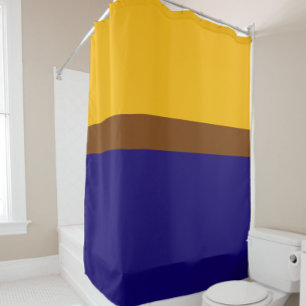 Yellow Blue Plain Colour Block Design Shower Curtain