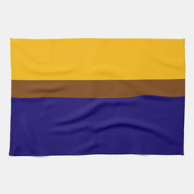 Yellow Blue Plain Colour Block Design  Tea Towel (Horizontal)