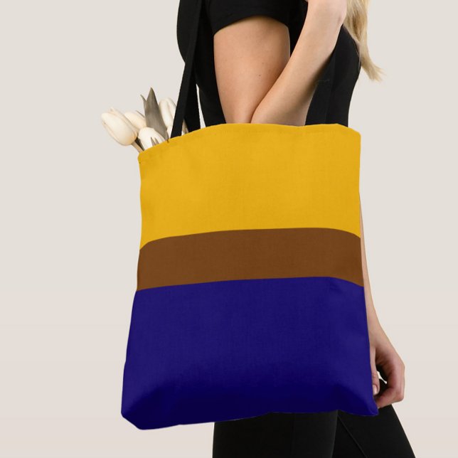 Yellow Blue Plain Colour Block Design  Tote Bag (Creator Uploaded)
