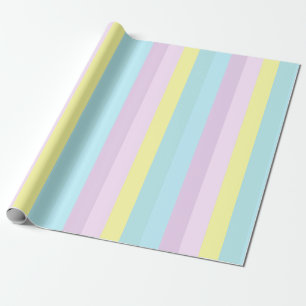Yellow Blue Purple Pastel Colours Striped Gift Wrapping Paper
