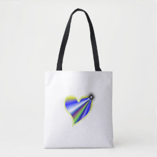 Yellow Blue Rainbow Heart with Stars Tote Bag
