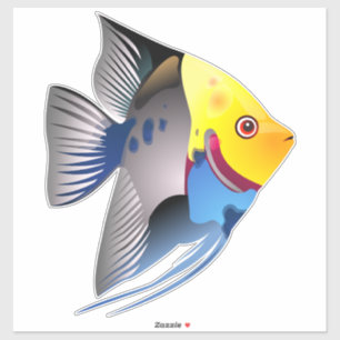 Yellow Blue Red Grey Tropical Fish