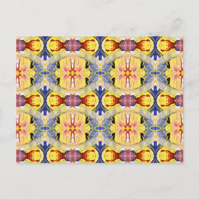 Yellow Blue Red Kaleidoscope design Postcard (Front)