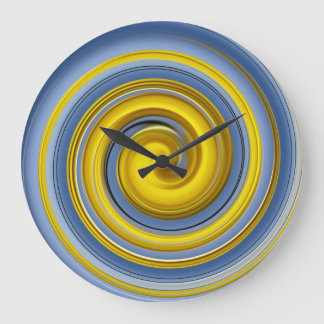 Yellow-blue spiral sample large clock