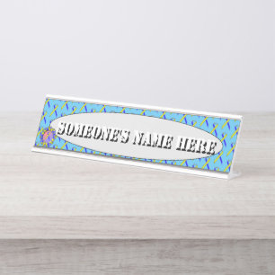 Yellow-Blue Standard Ribbon by Kenneth Yoncich Desk Name Plate