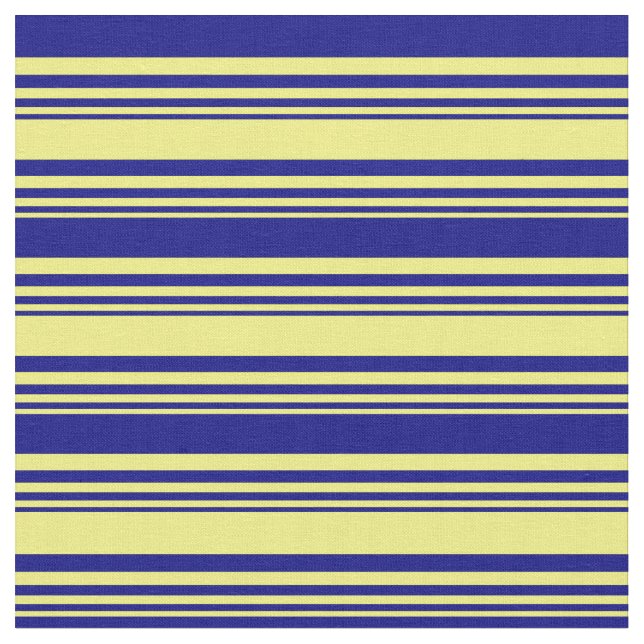 Yellow & Blue Striped/Lined Pattern Fabric (Close Up)
