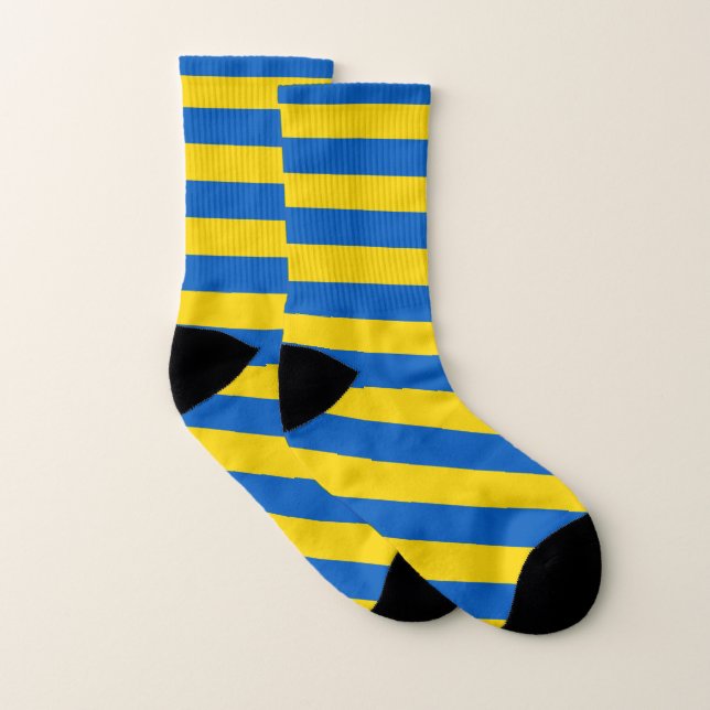 Yellow blue stripes background socks (Pair)