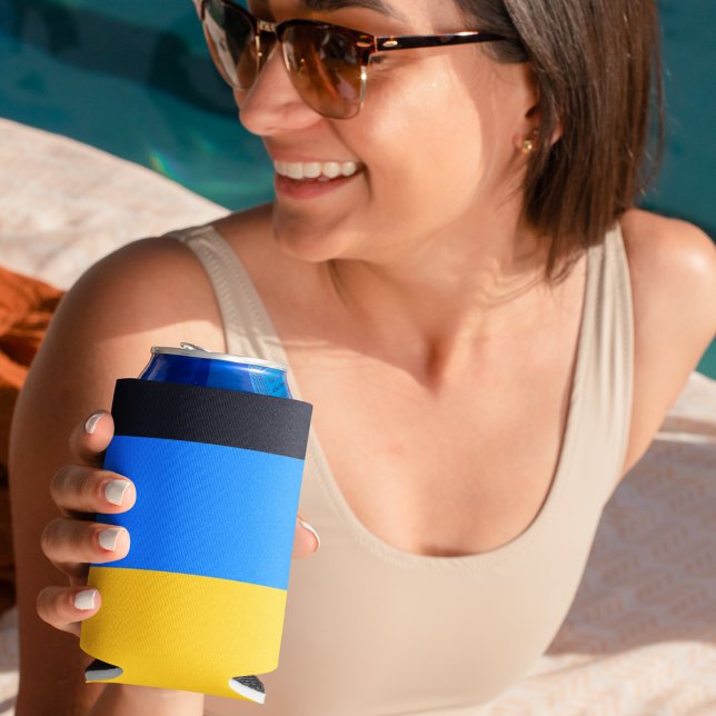 Yellow Blue Stripes  Can Cooler (can cooler)